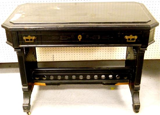 Appraisal: Aesthetic movement library table ebonized finish single drawer rectangular top