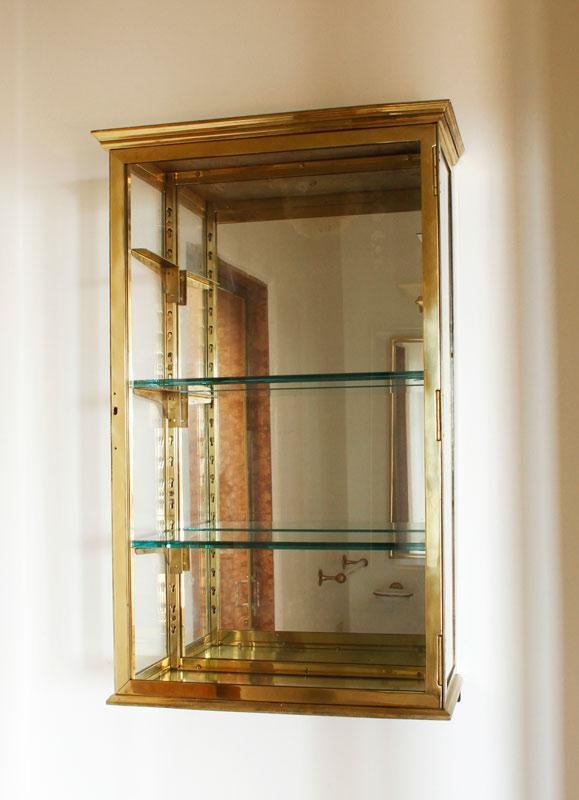 Appraisal: - Solid Brass and Glass Wall Display Cabinet Wall display