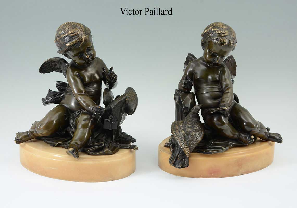 Appraisal: PAILLARD Victor French - Pair of Putti Bronzes one appears