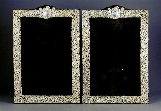 Appraisal: Pair Anglo-Indian style mirrors glass plate in surround with pierced-metal