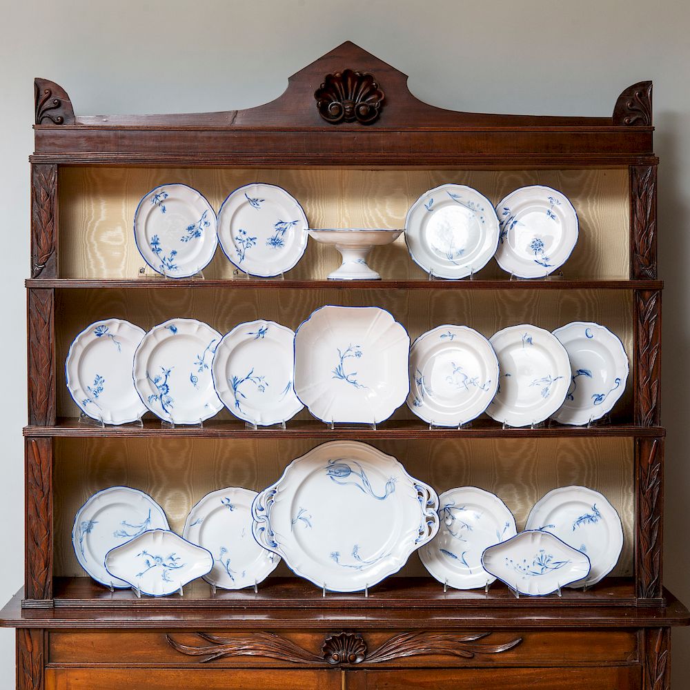 Appraisal: Large Sixty-Four Piece Gall Blue and White Porcelain Dinner Service