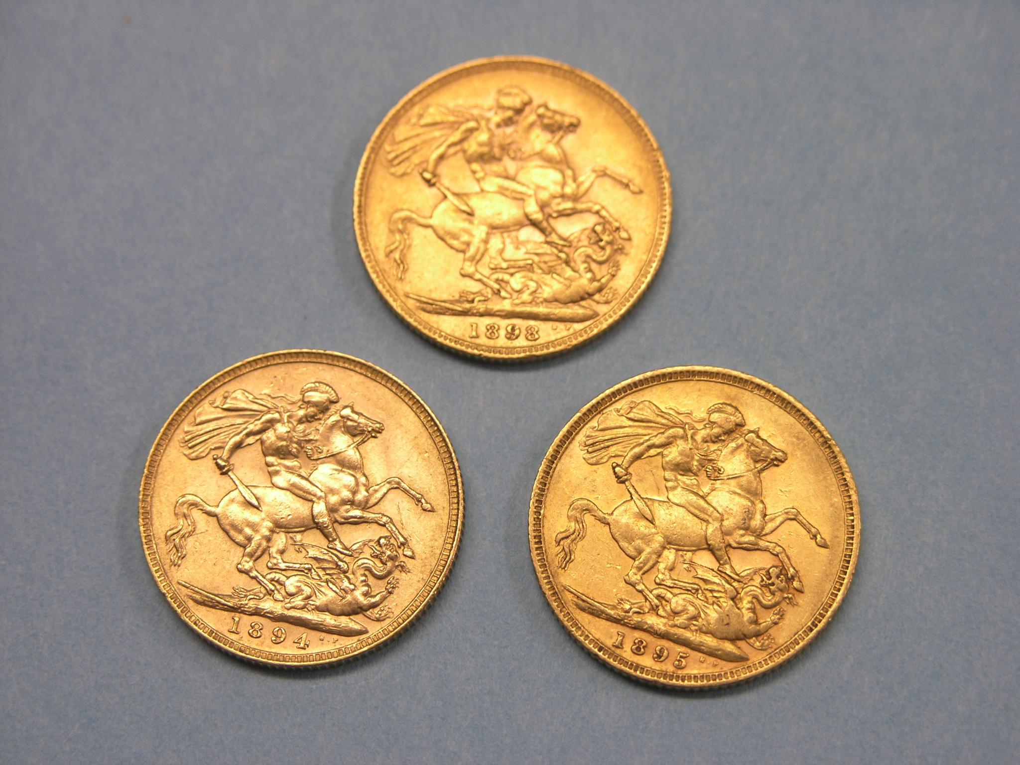 Appraisal: Three Victorian gold Sovereigns includes Melbourne mint