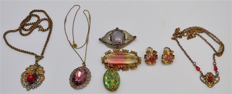 Appraisal: pc ANTIQUE GERMAN CZECH JEWELRY ITEMS - West German Demi