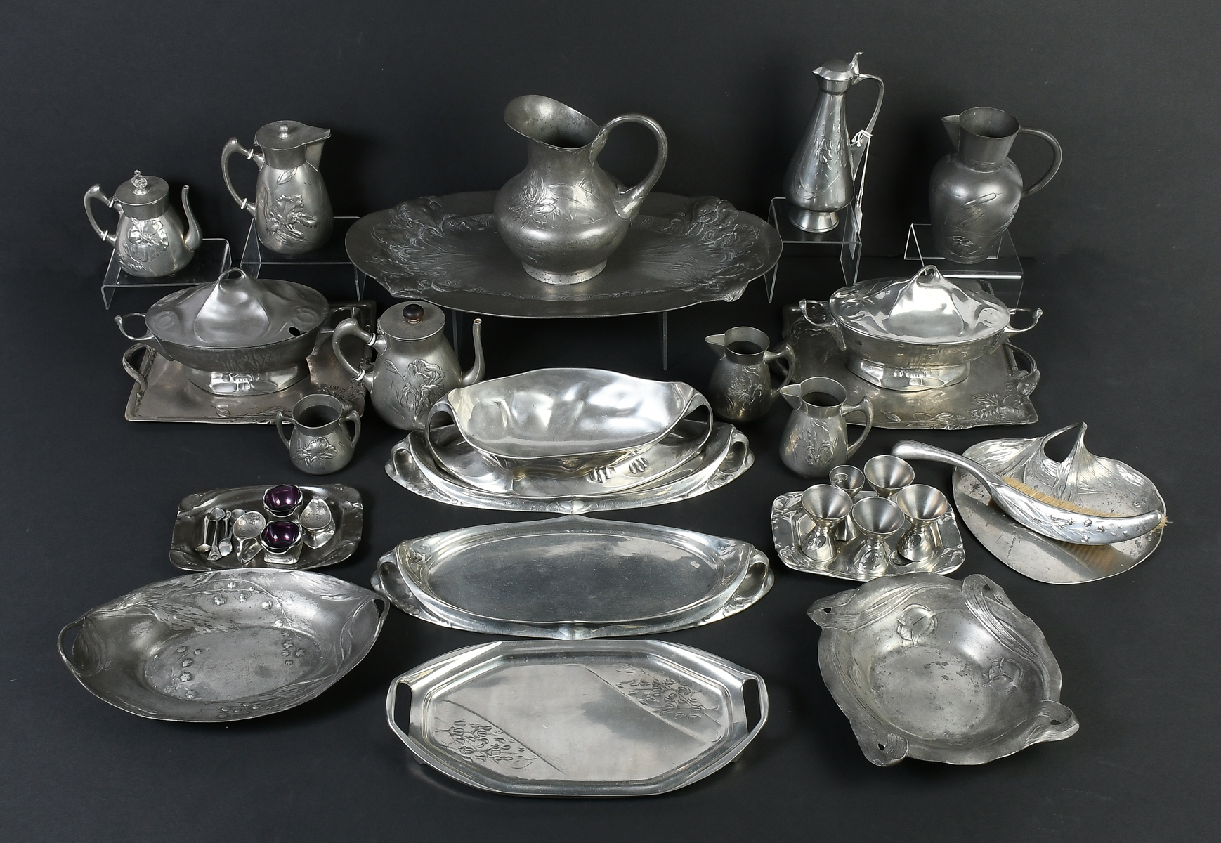 Appraisal: KAYSERZINN ART NOUVEAU PEWTER COLLECTION A large collection of early