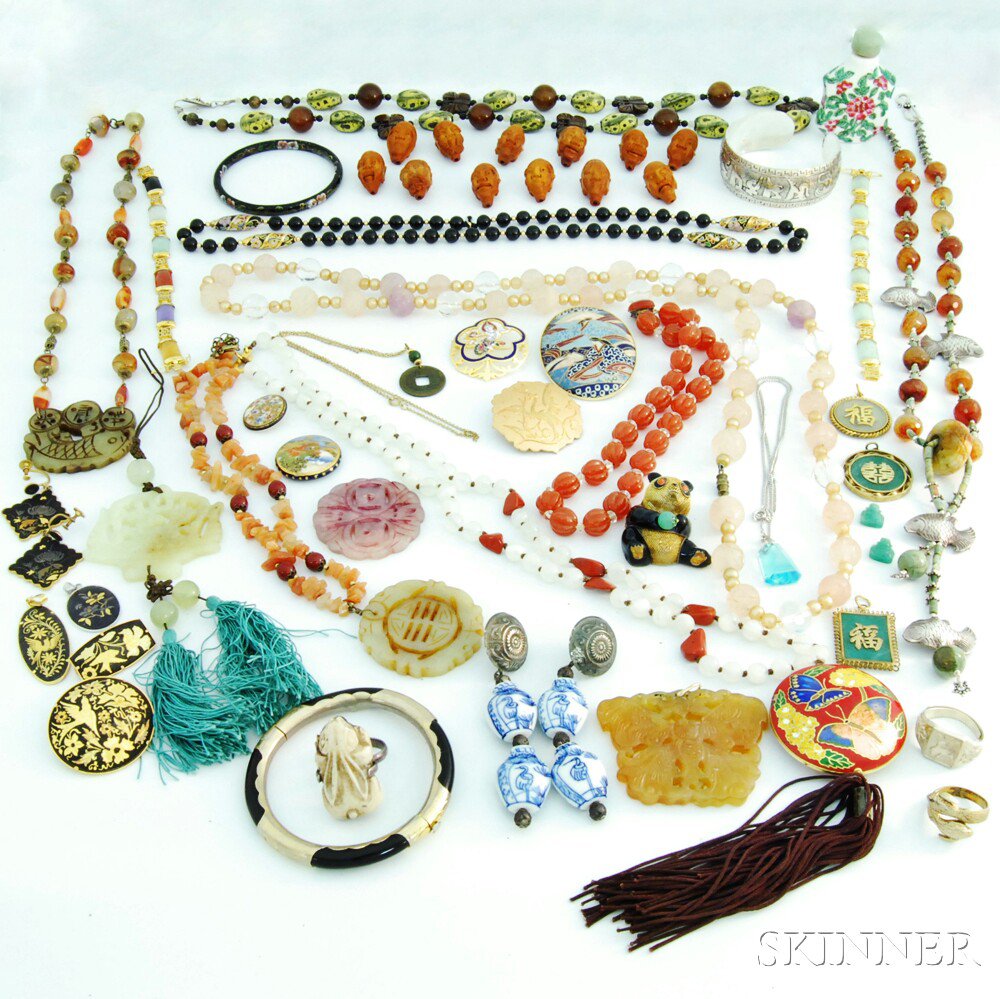 Appraisal: Group of Asian-style Jewelry and Accessories including twelve wooden beads