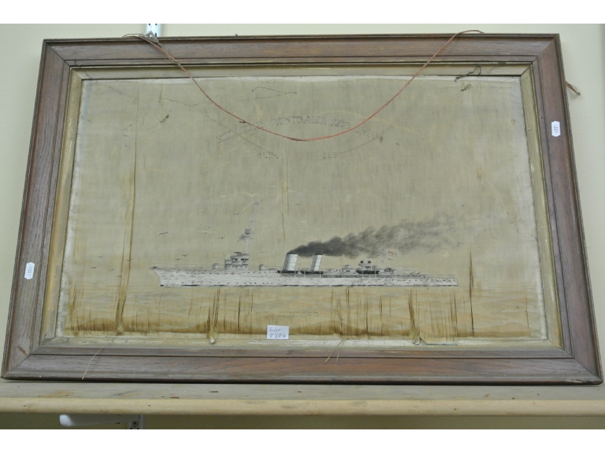 Appraisal: A Chinese silkwork picture of HMS Concord a WWI C-class