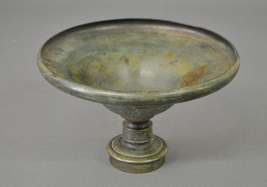 Appraisal: - Asian bronze centerpiece bowl th c signed h x