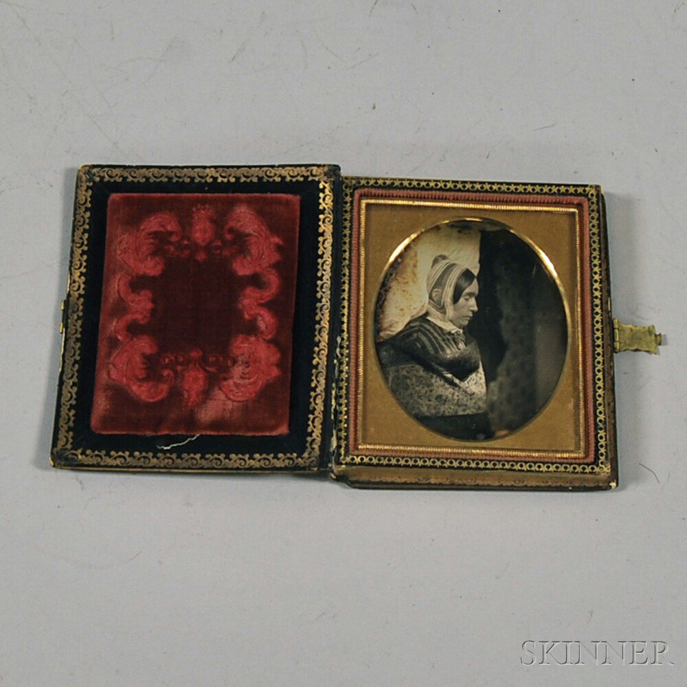 Appraisal: Sixth-plate Daguerreotype Portrait of a Deceased Woman mounted in a