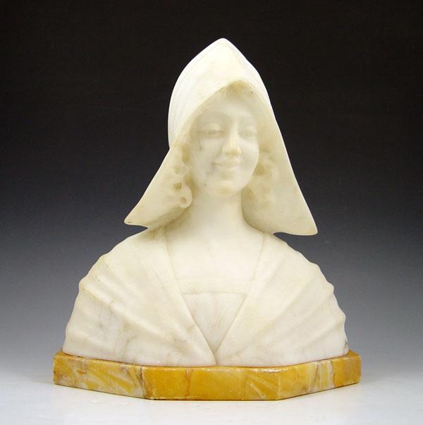 Appraisal: CAMBI Alberto Italian th century Marble bust of young maiden