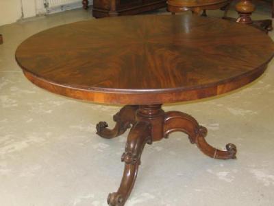 Appraisal: A VICTORIAN MAHOGANY BREAKFAST TABLE the radially veneered circular tip