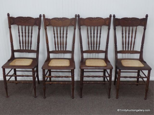 Appraisal: Antique c Oak Pressed Back Dining Chairs This is for