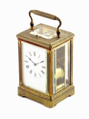 Appraisal: A th century French gilt brass repeating carriage clock by