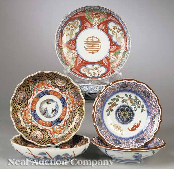 Appraisal: Three Sets of Japanese Imari Porcelain Small Dishes probably Meiji