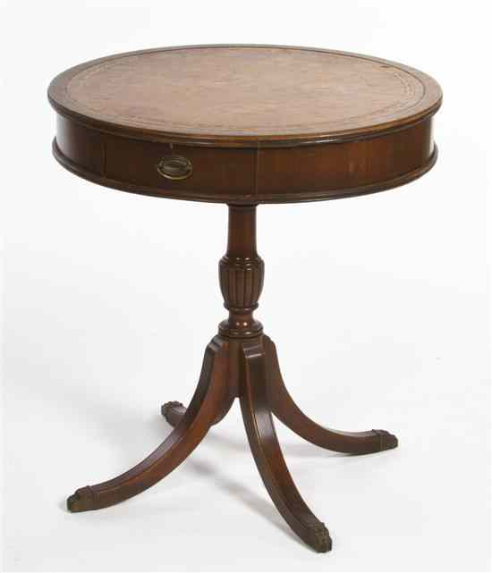 Appraisal: A George III Style Mahogany Drum Table having a circular