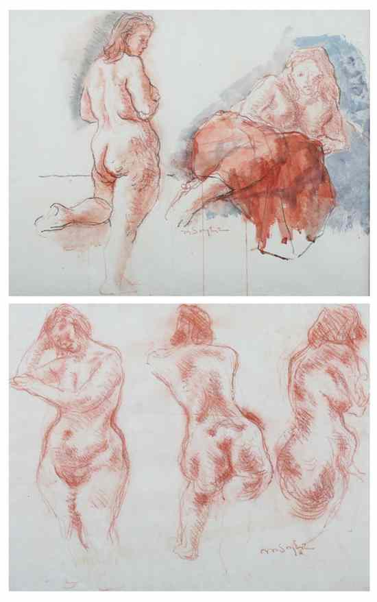 Appraisal: MOSES SOYER American - STUDY OF FEMALE NUDE and MODELS