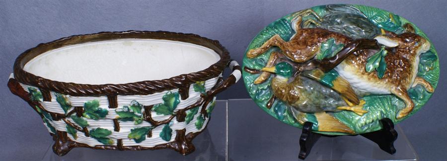 Appraisal: Minton majolica game pie tureen and cover impressed marks the