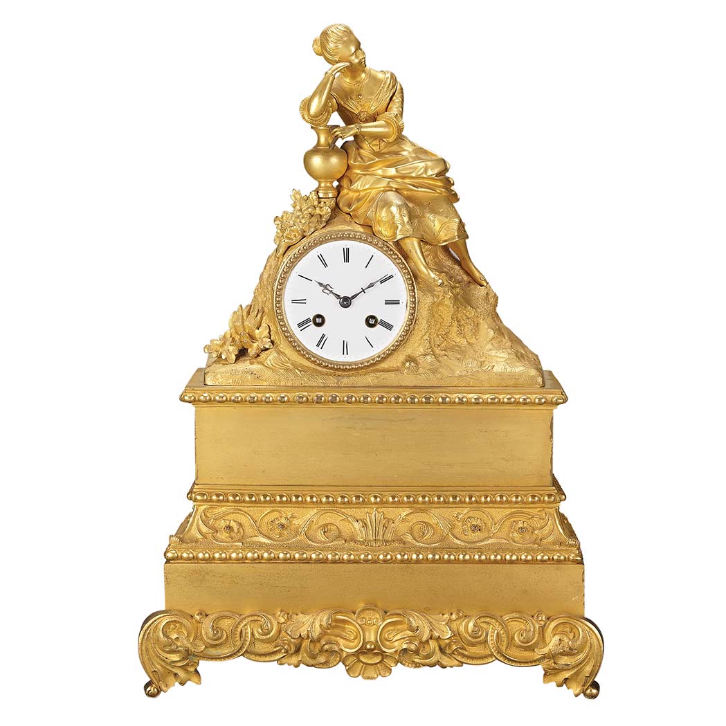 Appraisal: Louis Philippe Gilt-Metal Figural Mantel Clock The circular dial with