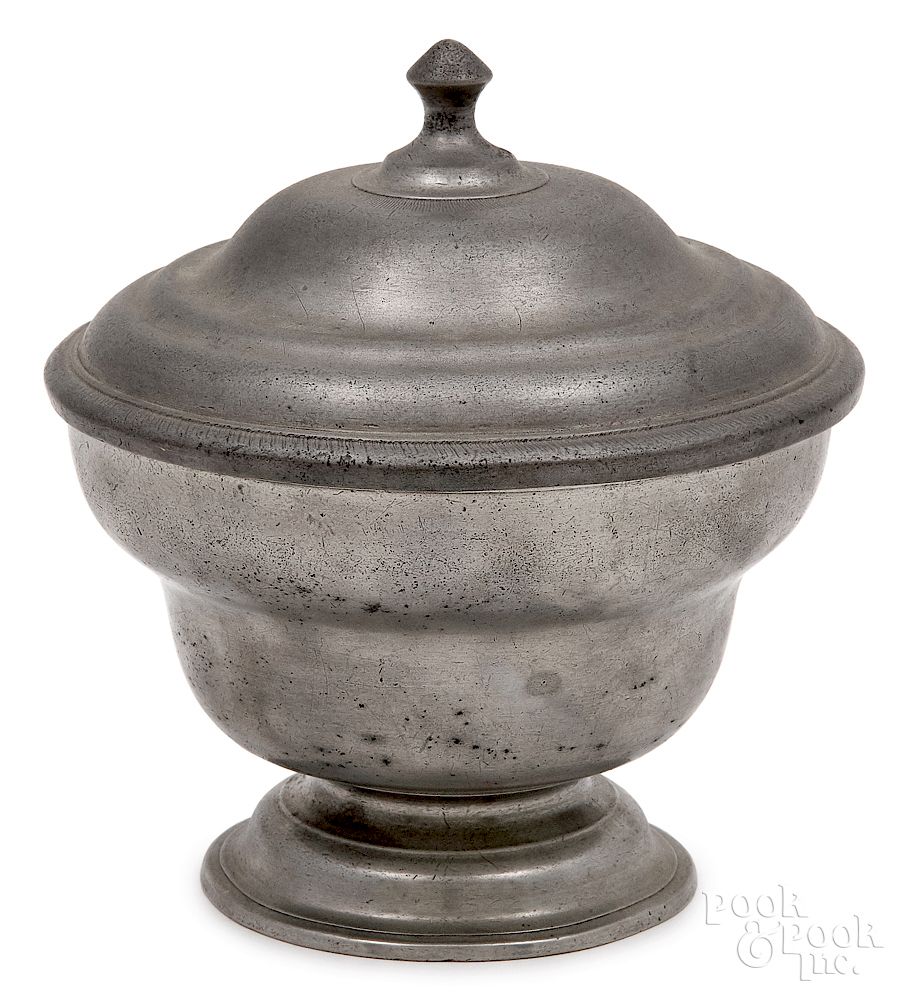 Appraisal: Philadelphia pewter sugar bowl and cover Exclusive on Bidsquare Philadelphia