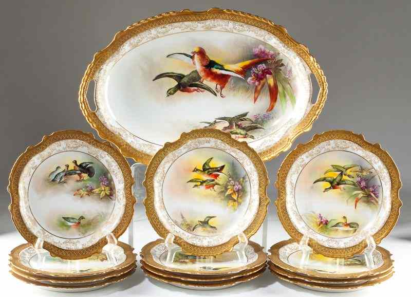 Appraisal: Fine Limoges Game Setlate th century pieces to include an