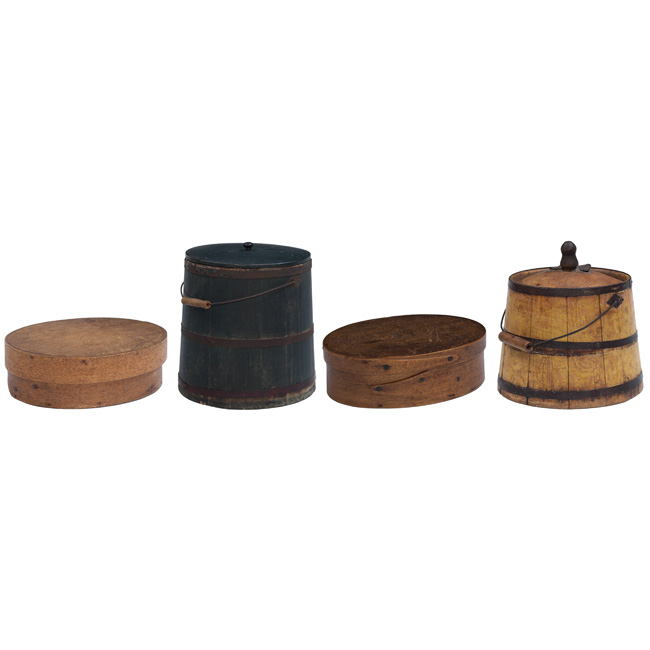 Appraisal: Shaker-style items group of four oval lidded box w x