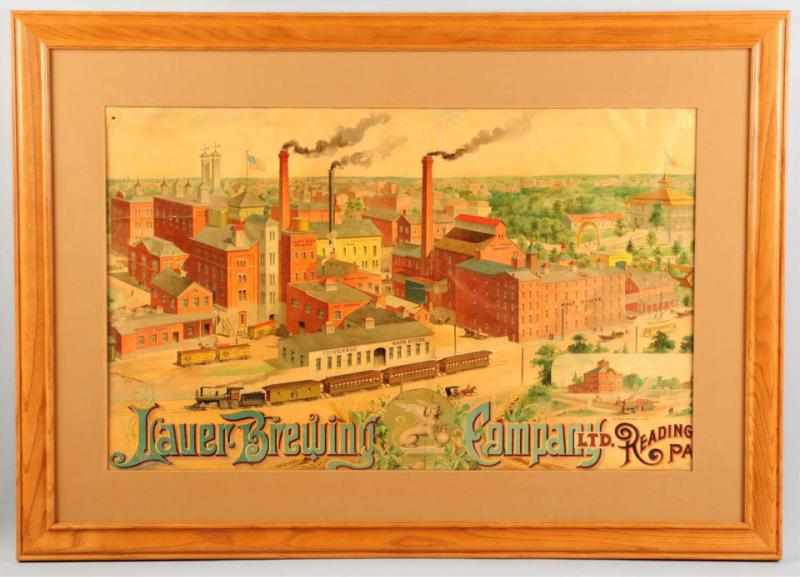 Appraisal: Lauer Brewing Company Sign Reading PA Matted and framed under