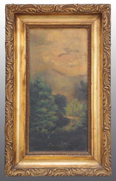 Appraisal: Oil Painting on Board of an Outdoor Scene Description Circa