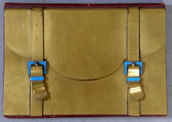 Appraisal: Victorian brass bound blotter modelled as a bag h w