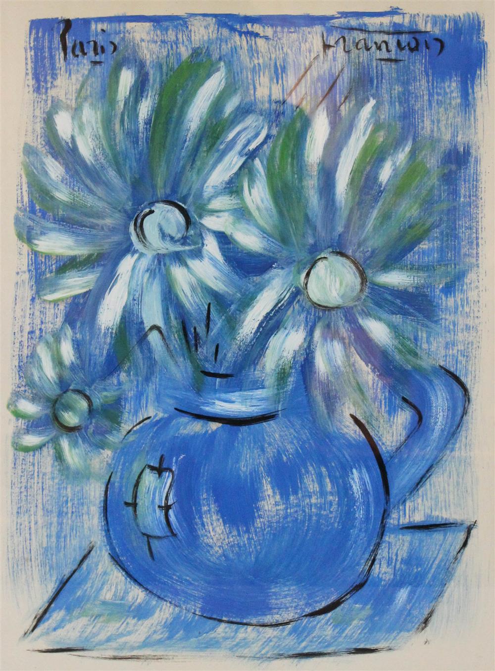 Appraisal: MARIAN FRENCH TH ST CENTURY FLEURS BLEU Oil on x