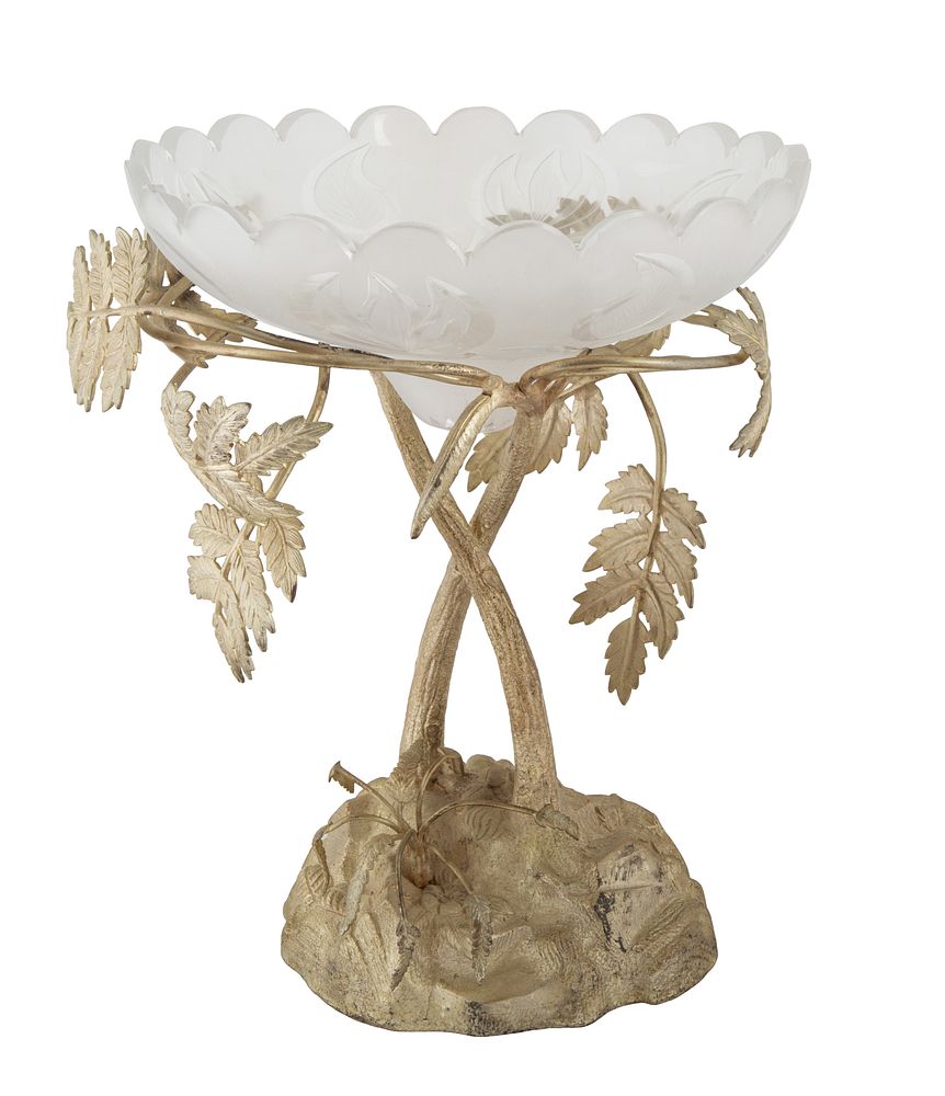 Appraisal: A CRYSTAL BOWL ON SILVER STAND A CRYSTAL BOWL ON