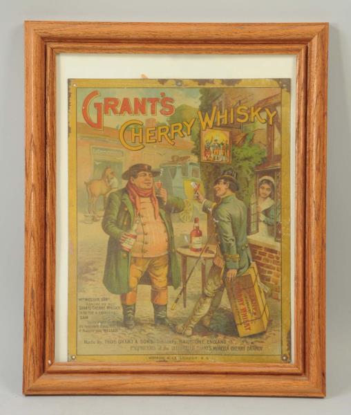 Appraisal: Grant's Cherry Whiskey Tin Sign This sign has areas of