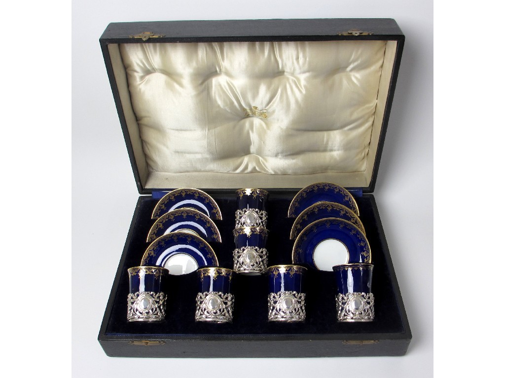 Appraisal: A Spode blue ground and gilt coffee set with six