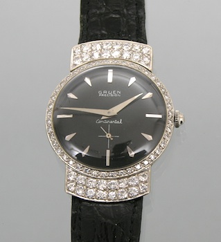 Appraisal: A Gruen Precision Wristwatch with Diamonds k white gold round