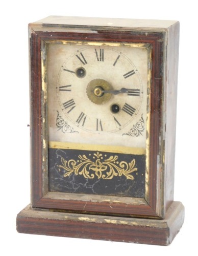 Appraisal: A late thC American faux rosewood cased mantel clock the