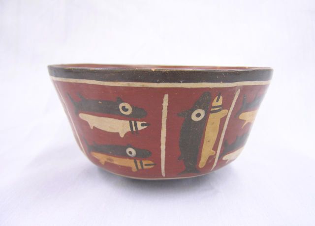 Appraisal: Native Northwestern American hand decorated bowl with fish motif red