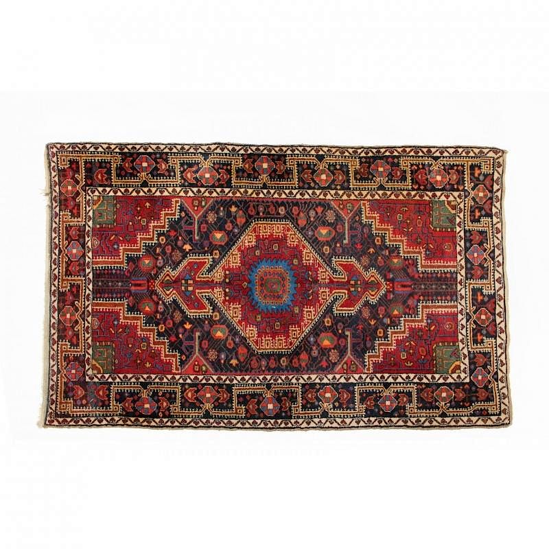 Appraisal: Hamadan Area Rug circa cotton foundation with red and blue