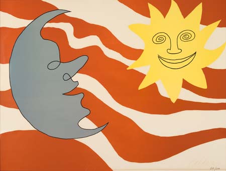 Appraisal: ALEXANDER CALDER Sun Face Moon Face Color lithograph x mm