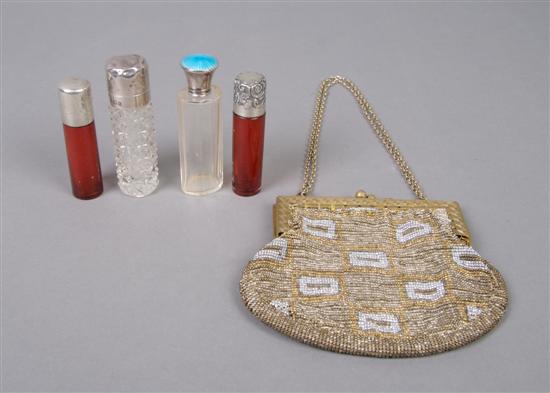 Appraisal: A Group of Four English Perfumes with Silver Mounts Height