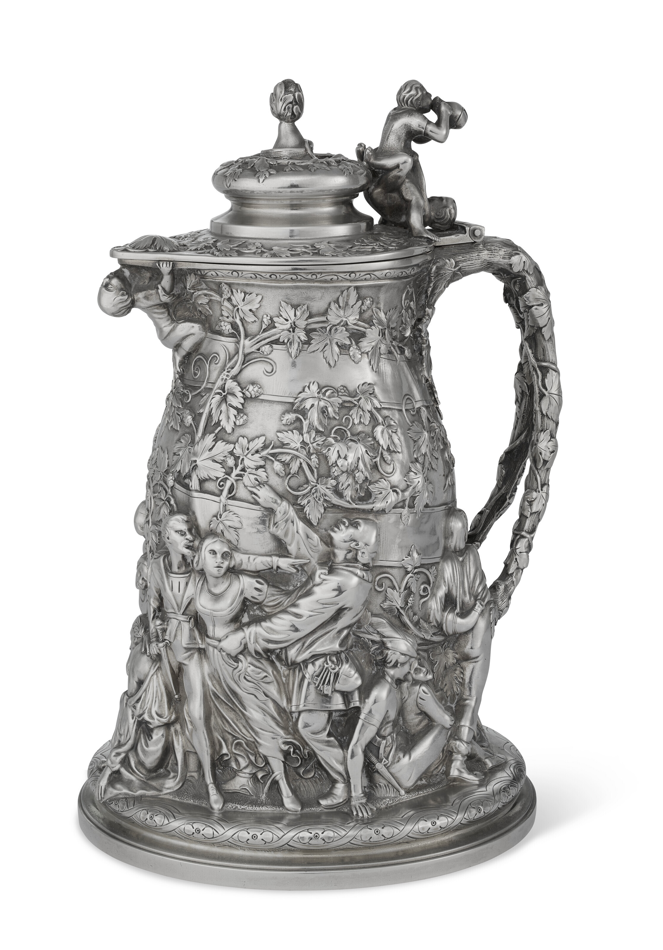 Appraisal: THE INTEMPERANCE TANKARD AN AMERICAN SILVER COVERED TANKARD MARK OF