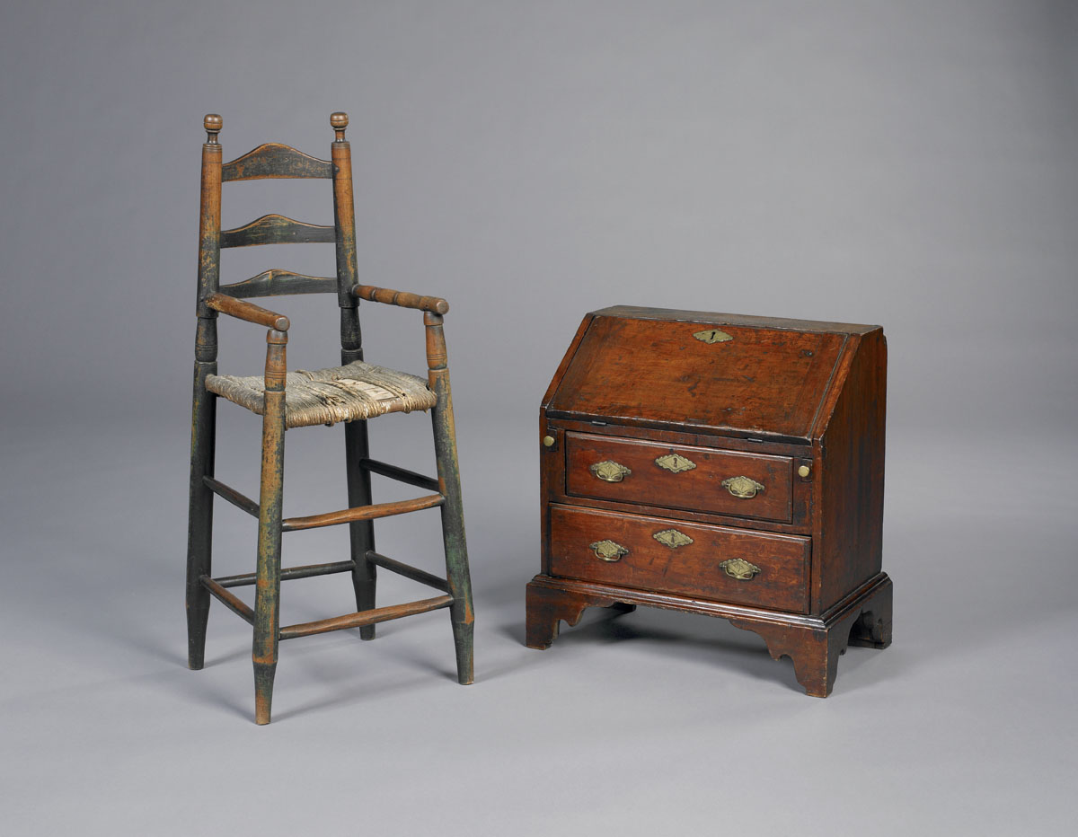 Appraisal: EARLY AMERICAN CONNECTICUT MAPLE AND BIRCH LADDERBACK CHILD'S HIGHCHAIR WITH