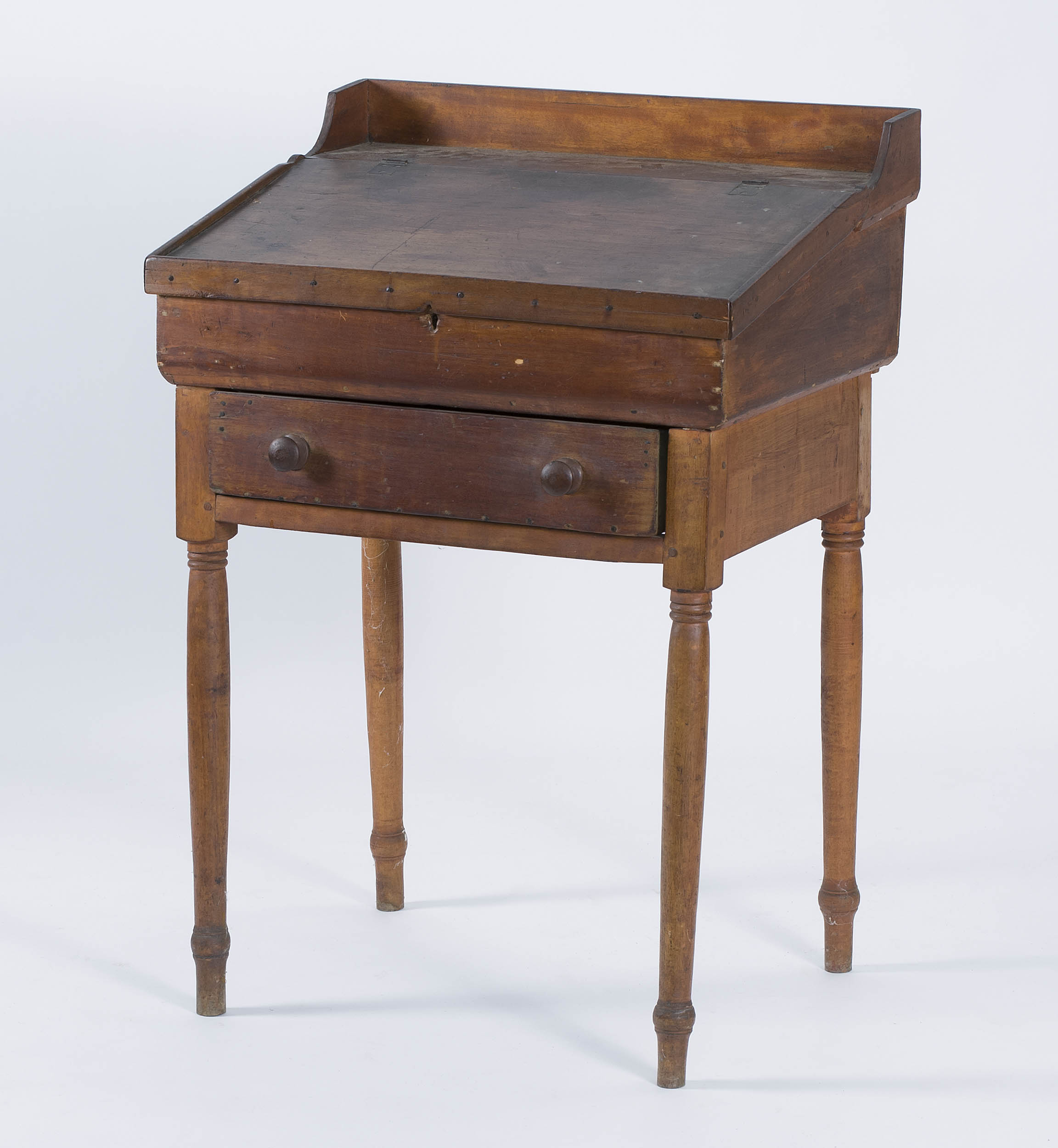 Appraisal: TH CENTURY INNKEEPER'S DESK in pine Slant-lid writing surface attached