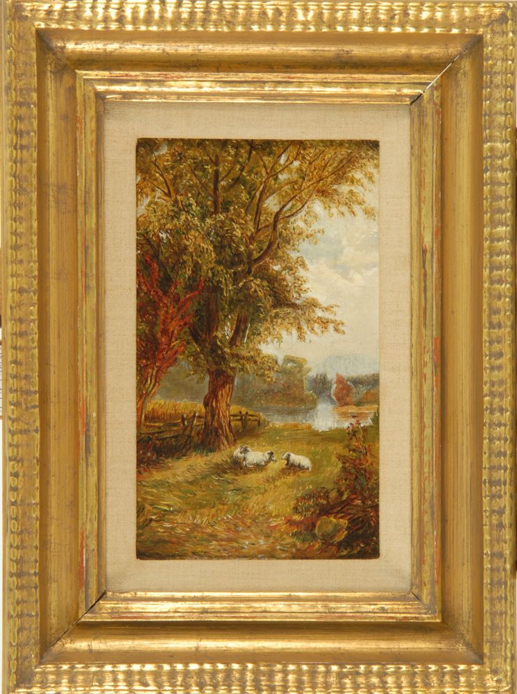 Appraisal: AMERICAN SCHOOLLate th CenturyLandscape with sheep resting under a tree