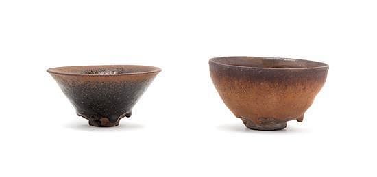 Appraisal: Two Chinese Jian Pottery Tea Bowls Diameter of first inches