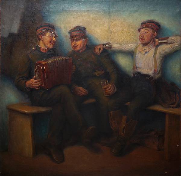 Appraisal: Eduard Adrian Dussek Hungarian - Three military figures in an