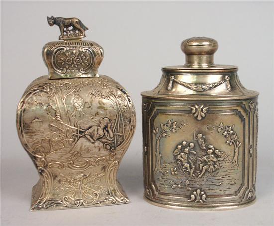 Appraisal: TWO DUTCH SILVER TEA CADDIES height of tallest inches Provenance