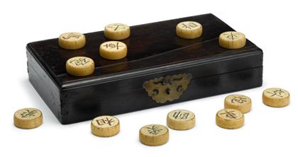 Appraisal: Chinese thirty-two piece elephant ivory games set go and zitan