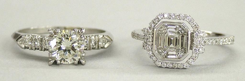 Appraisal: Platinum solitaire diamond ring with diamond set shoulders