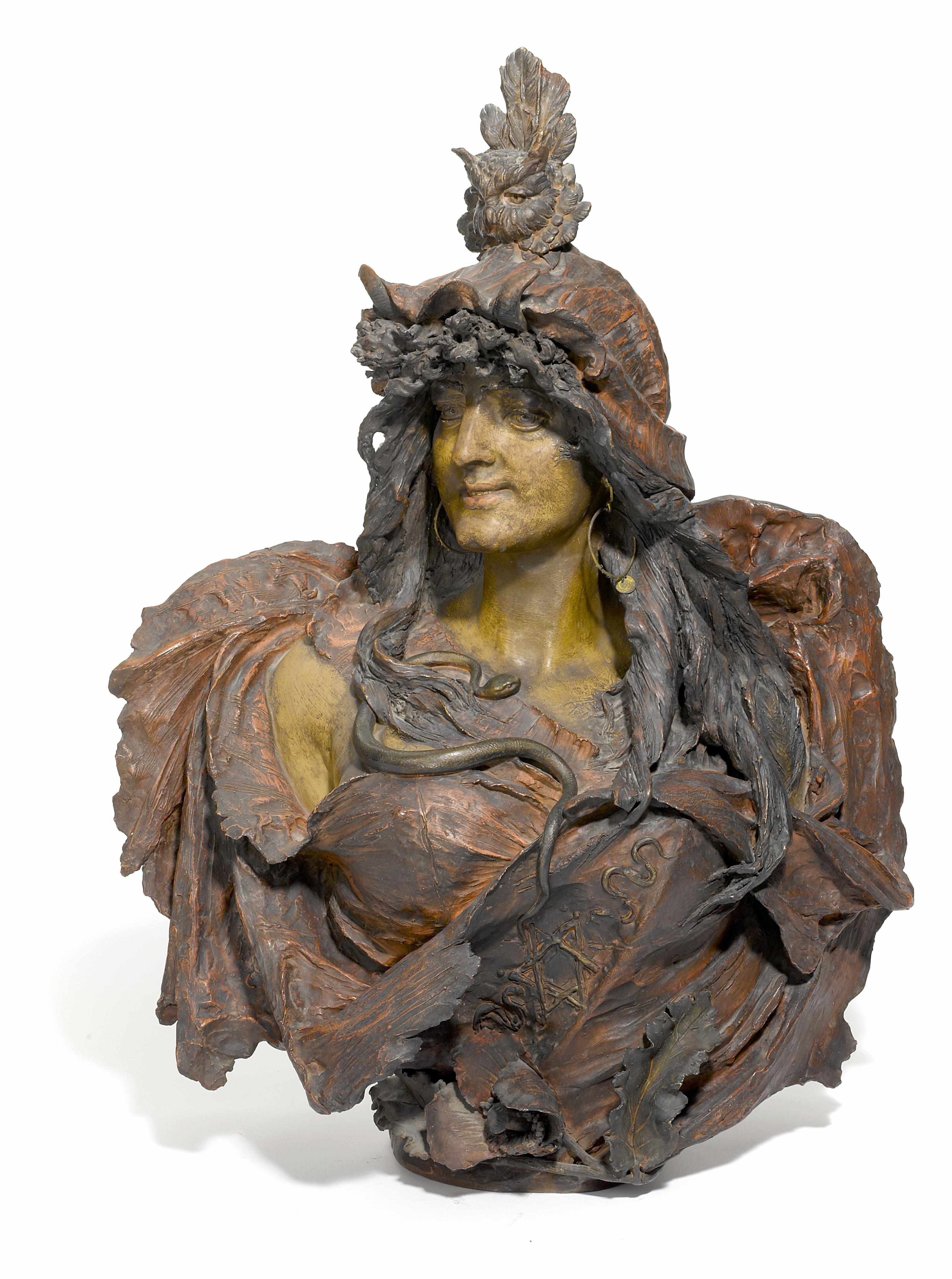 Appraisal: A Riessner Stellmacher and Kessel glazed terracotta bust of Sarah