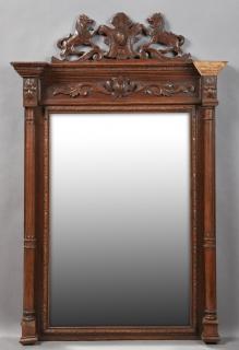 Appraisal: French Henri II Style Carved Walnut Overmantel Mir French Henri