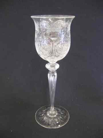 Appraisal: Steuben Art Glass Tall Goblet superb engraving cutwork '' tall