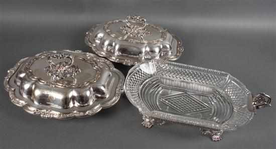 Appraisal: Pair of English Sheffield Beaux Arts style silver-plated brass entree